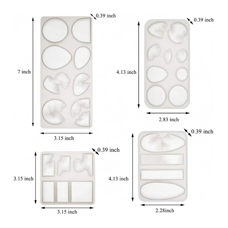 Confezione da 4 pezzi fai da te collana isola ciondolo gemma stampo epossidico portachiavi ciondolo stampo in resina siliconica