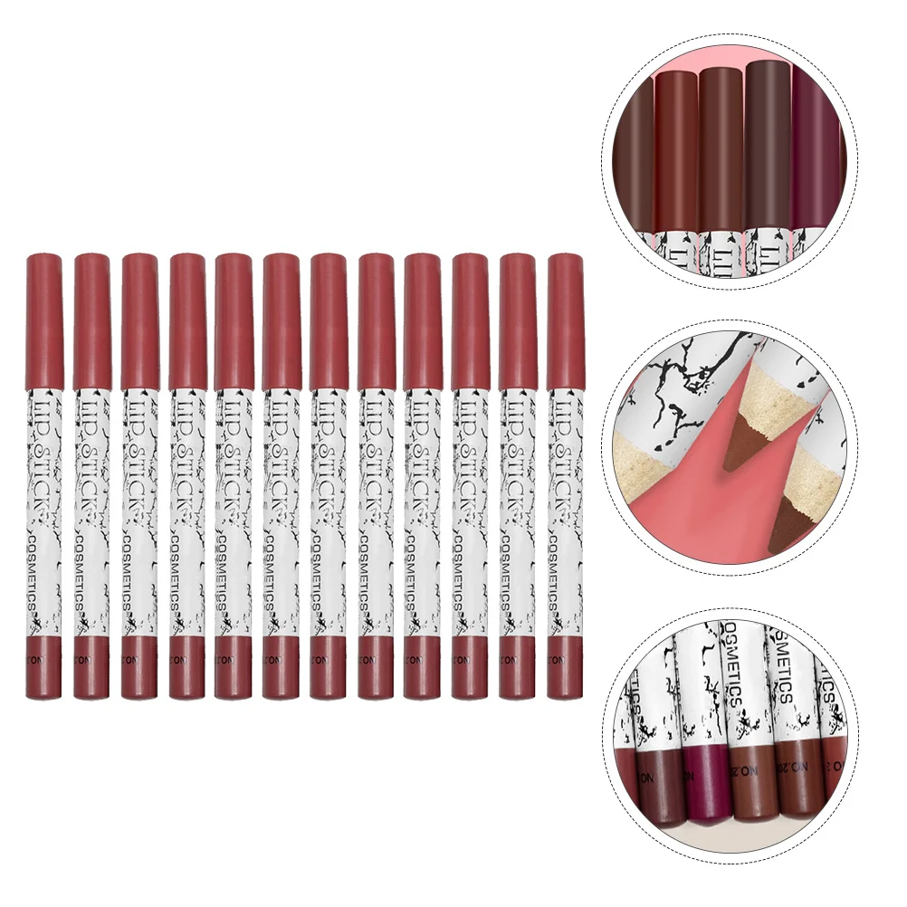 

12Pcs Lip Liner 12 Colors Waterproof Lip Pencil Long Lasting Natural Look Makeup Accessory Makeup Supplies Accessories