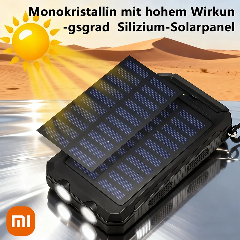 Xiaomi بنك الطاقة الشمسية 80000mAh المحمولة شحن Poverbank شاحن بطارية خارجي ضوء قوي LDE ضوء لجميع الهواتف الذكية