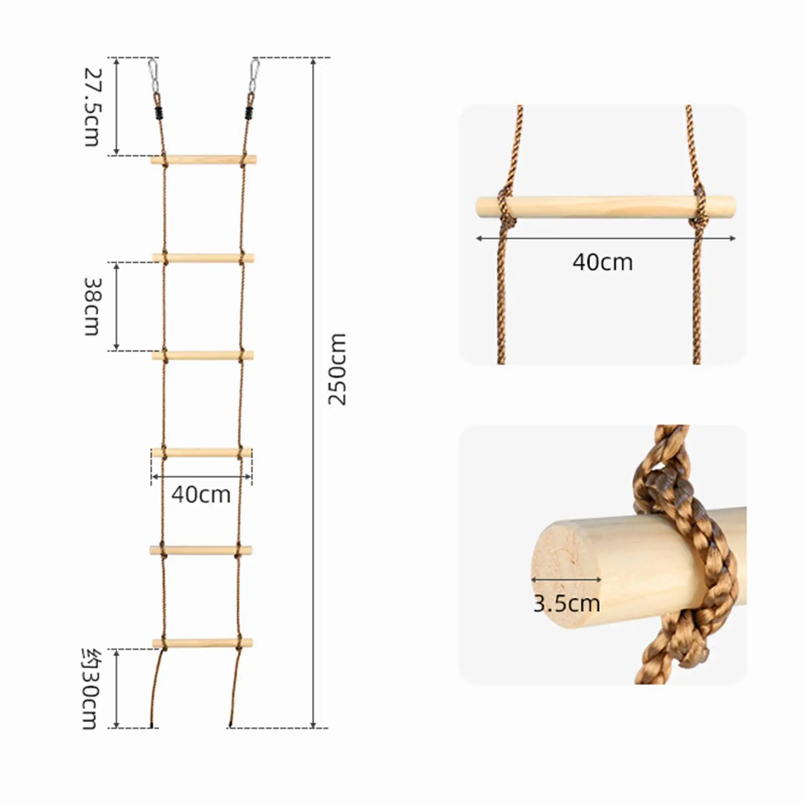 Scaletta da arrampicata per bambini Scala di corda sospesa per altalena fai-da-te Casa sull'albero Sala giochi Parco giochi Parco giochi Set altalena Accessori giocattolo scalatore