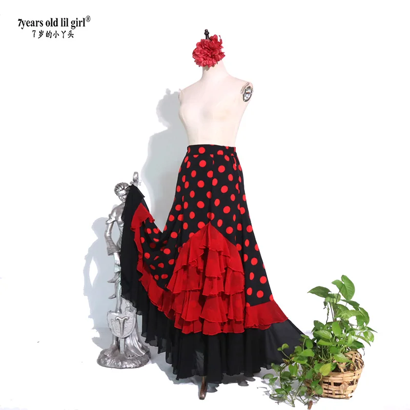 Traje de Flamenco español falda de actuación mujer chica Gyspy salón de baile Festival actuación Ropa debaile varioscoloresGZ24