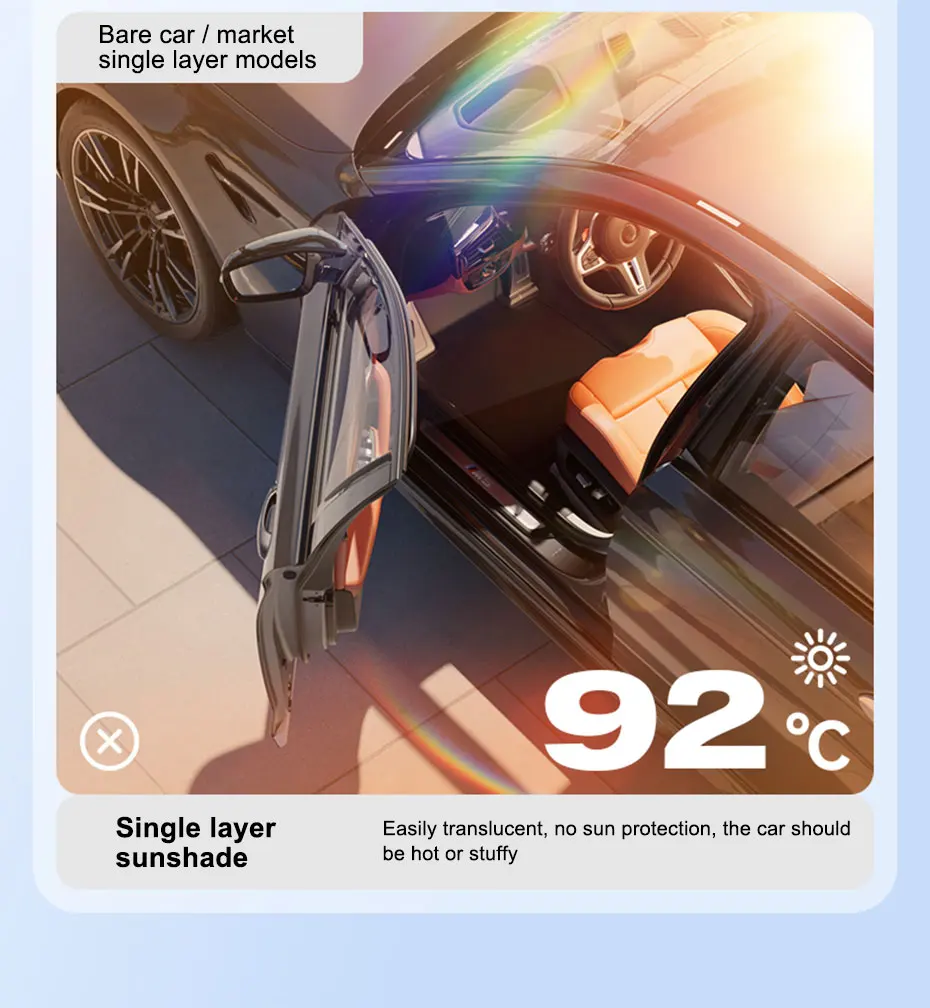SEAMETAL Auto-Sonnenschutz Windschutzscheiben-Regenschirm Faltbarer UV-Blockierender Sonnenschutz für die Frontscheibe – Detail 7