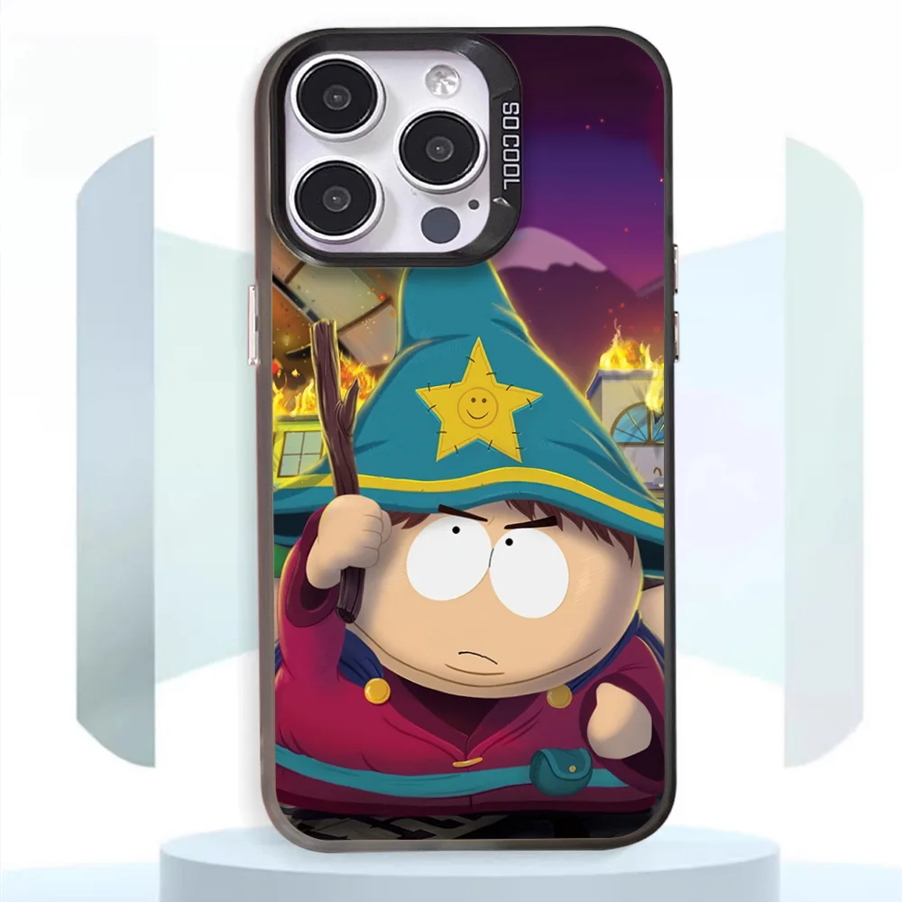 Cartoon S-South Park-s Phone Case For iphone11 12 13 14 15 16 Pro Max Plus fashion laser colorful silver IMD cover