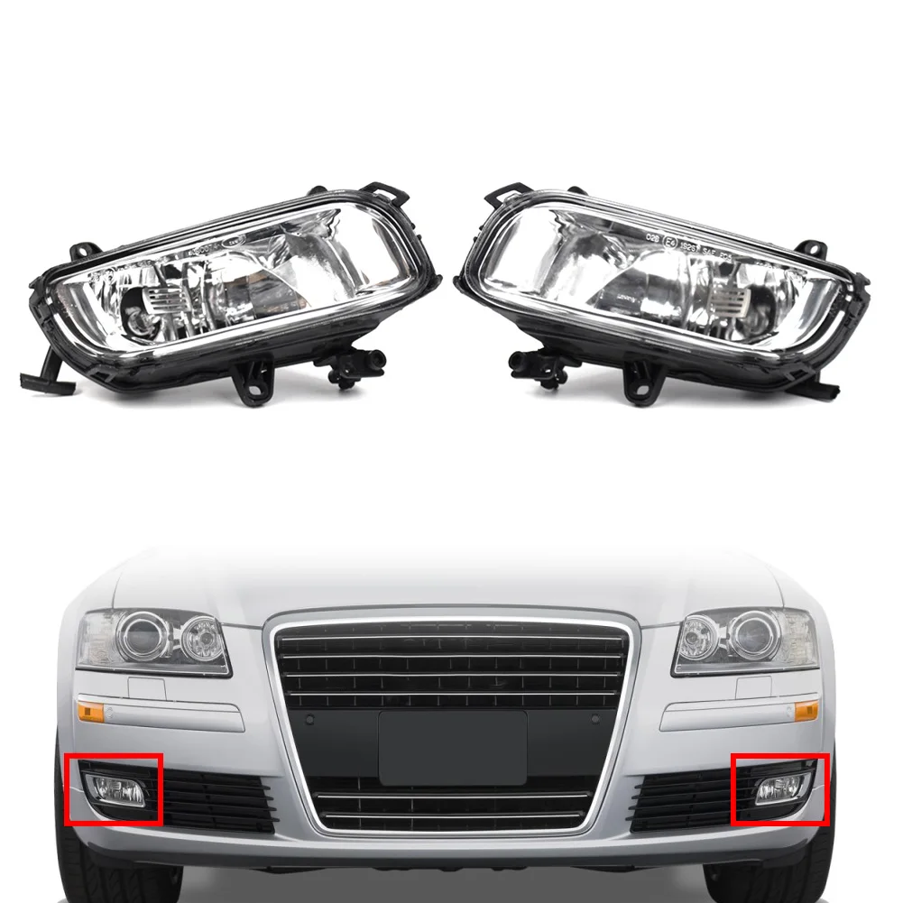 Car Front Fog Light Bumper Lamp Replacement 1 Pair For Audi A8 S8 D3 Quattro 08-2010 ABS Clear