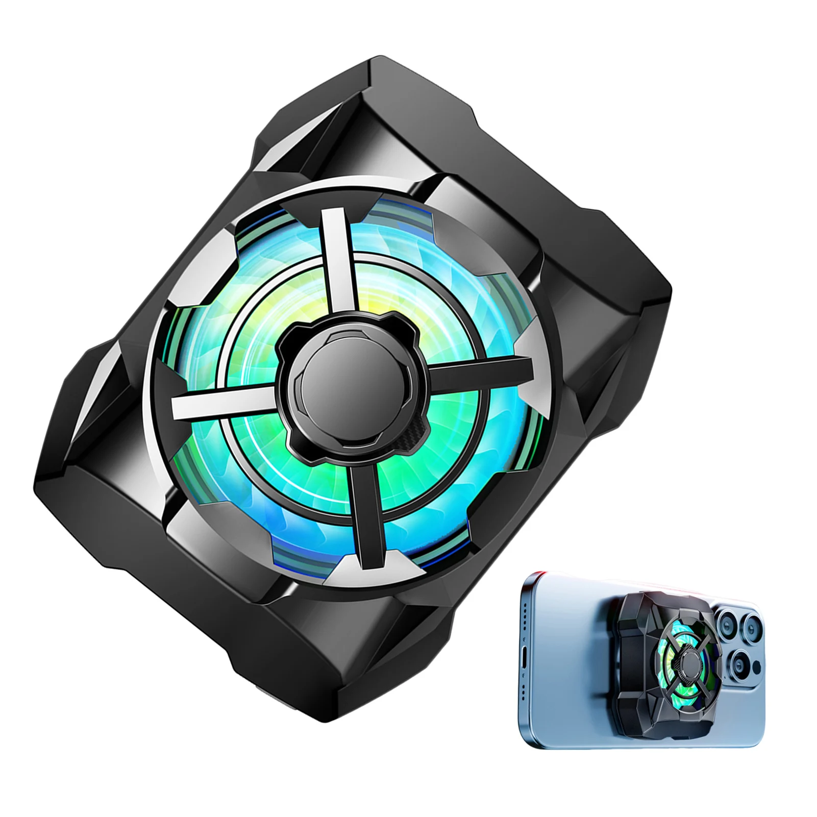 

Охлаждающий чехол с беспроводной зарядкой, радиатор для телефона, малошумный беспроводной магнитный 3-скоростной регулируемый охлаждающий вентилятор для игрового телефона + светодиодная подсветка