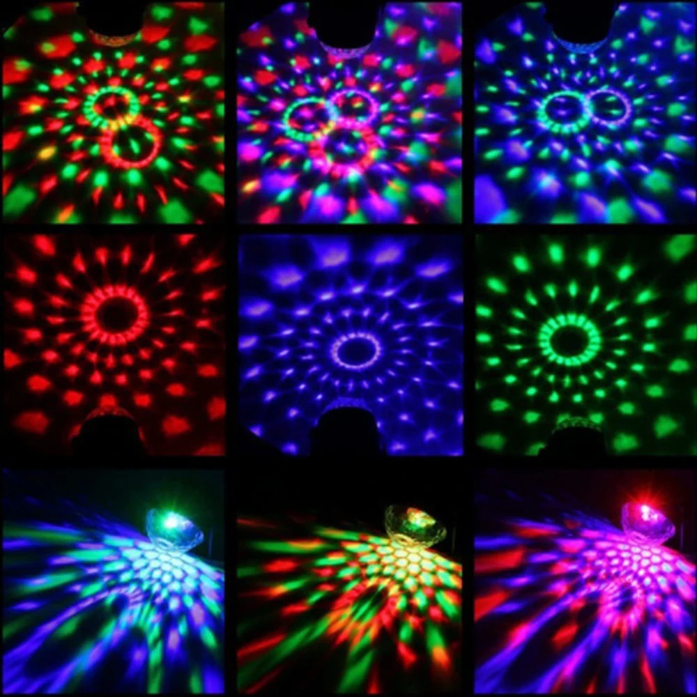 USB 5V Stage Light RGB Sound Rotating Disco Laser Light Colorful LED DJ Party Light Projector Lamp for Family KTV Pub Xmas Festi