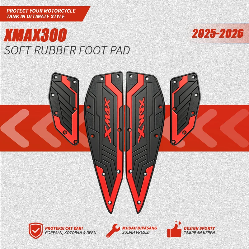 Anti‑Slip Dirt‑Resistant Rubber Foot Pedal Modification Accessories, Motorcycle Foot Pads for YAMAHA XMAX300 XMAX 300 2025‑2026