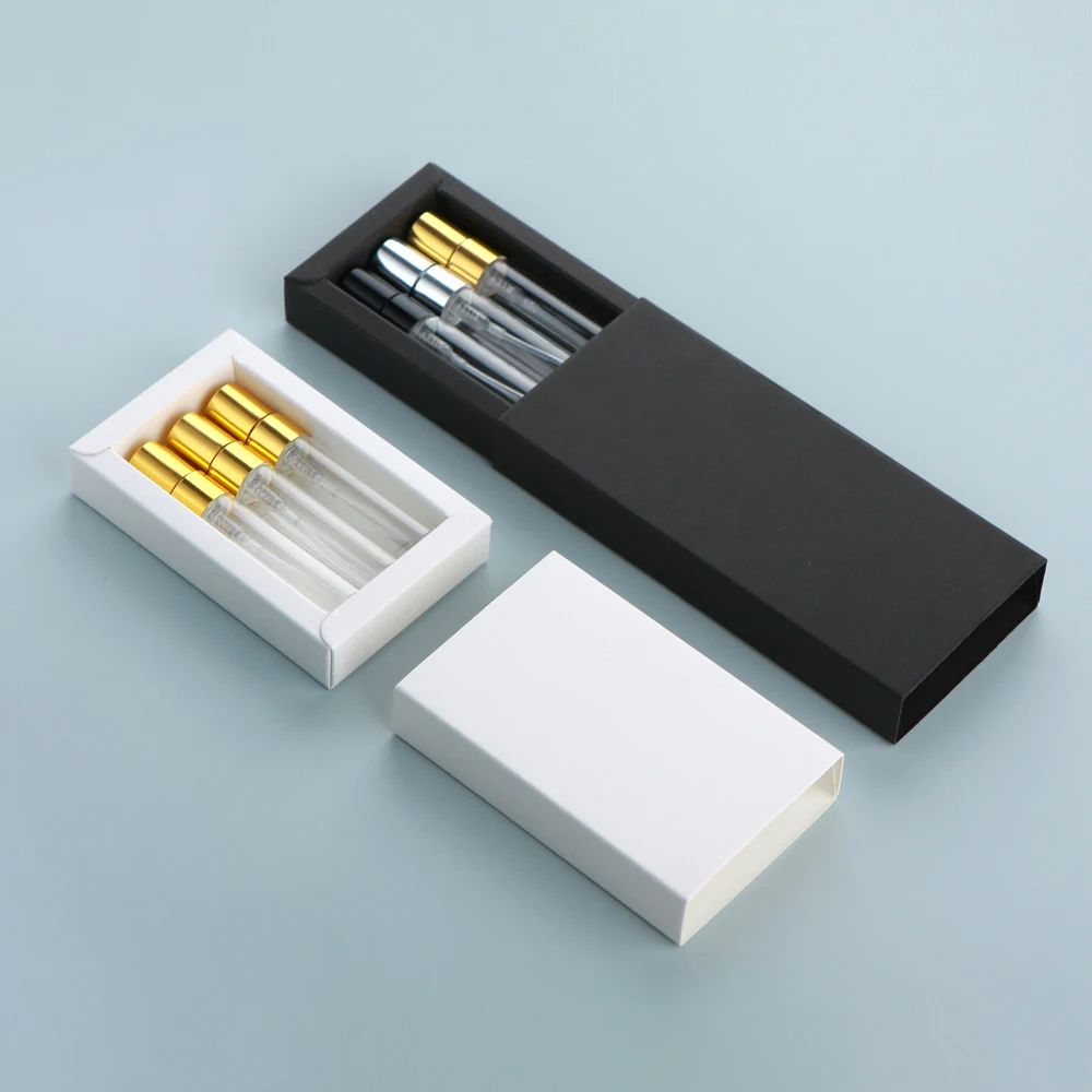 Empty Packaging Boxe Kraft Paper Box White box And Black Box Suitability 14*74mm 14*114mm 3 Pack Perfume Bottles No Bottle