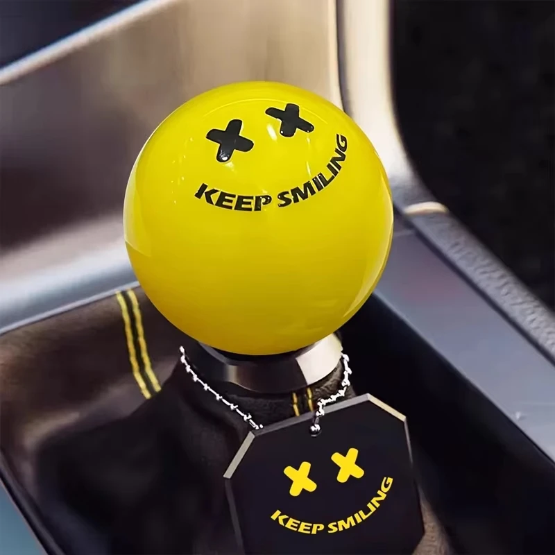 Keep Smiling Universal Round Ball Car Gear Shift Knob Manual Transmission Shifter Lever Head JDM Style Car Interior Modification