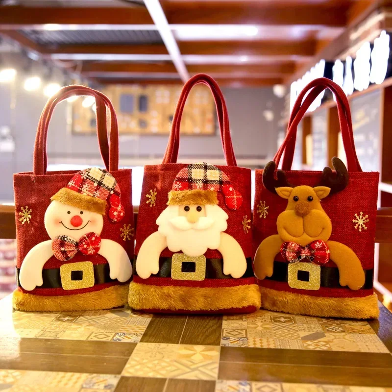 Santa Claus Snowman Deer Gift Bag Children's Gift Bag Candy Bag Christmas Handbag Merry Christmas Decor Hand Package New Year