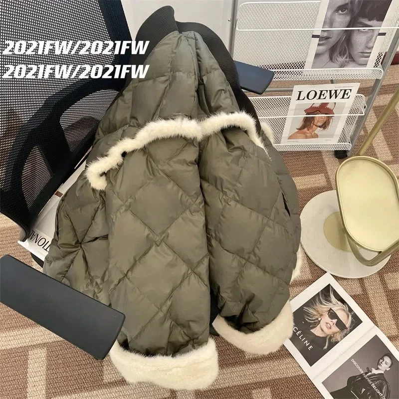 New Original Design 2022 Winter Women Parkas Vintage Plaid Parka Jacket Casual Pocket Super Warm Cotton Coat Loose Outwear Tops