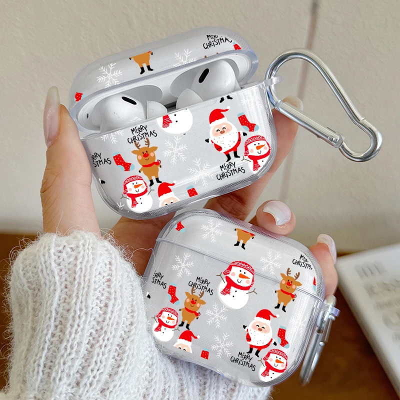 Merry Christmas Elk Pattern Headphone Case for Airpods 1or2 3 4 for Airpods Pro2 and Pro Earphone Cover Gift for Family Friend