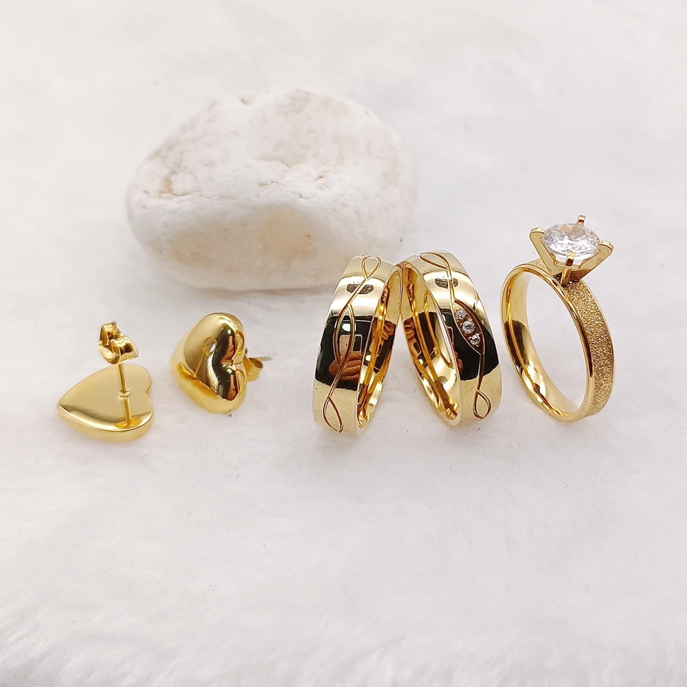 2024 Customizable styles 18K Gold Plated Rings Women Jewelry Turkey Ladies Girls Earrings Wedding Rings Bridal Sets Couples