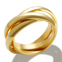 Stainless Steel Waterproof 3 Circle Blank Rings For Women Men Couple Wedding Engagement Finger Ring Jewelry Gift
