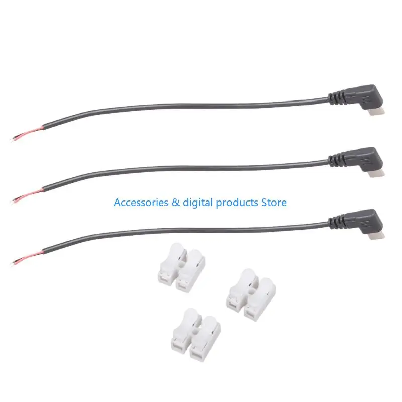 77JD Open End Wire 90 Degree USB Type C Male Plug Pigtail Power Cable 5V/2A Equipment