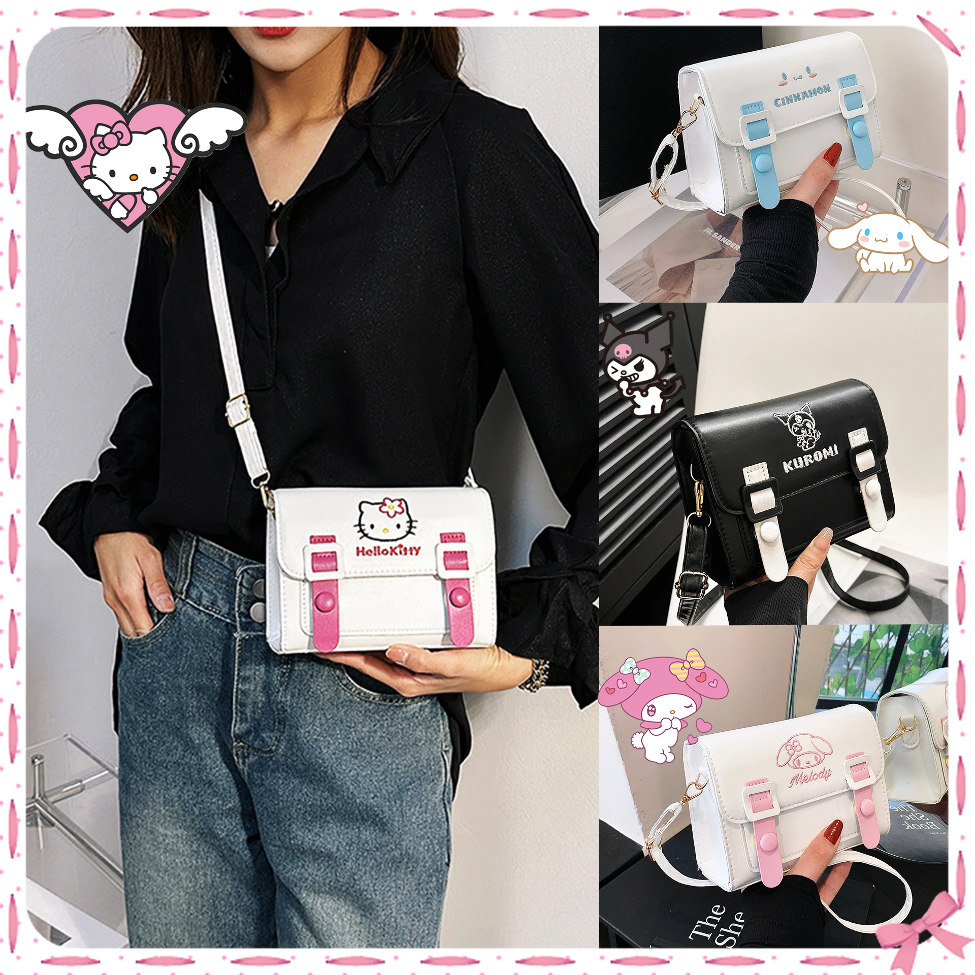 

Sanrio Messenger Cross Body Jk Style Students Kawaii Delicate Cartoon Bags Lovely Hello Kitty Cinnamoroll My Melody Girls Gift