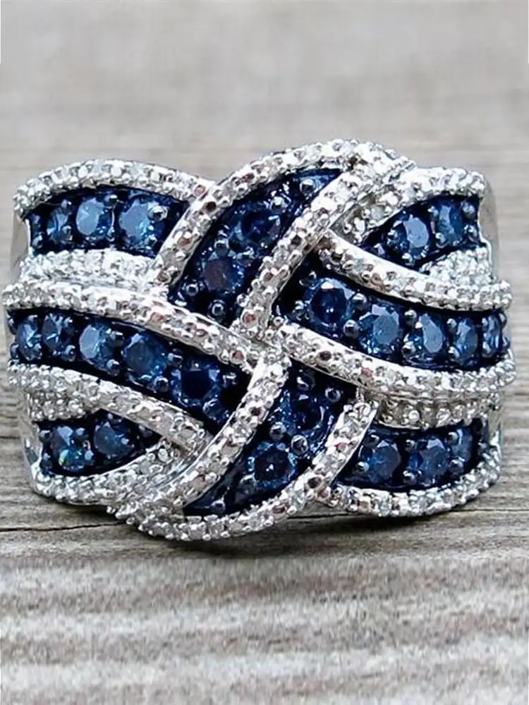 Huitan Bezaubernder Damenring mit Kreuz-Design, wunderschöner, voller, heller CZ-Stein, Party-Damen-Finger-Hochzeitsaccessoires, eleganter, trendiger Schmuck – Detail 10