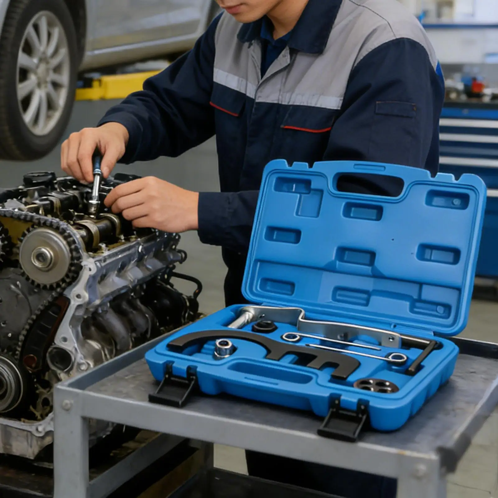 

Набор инструментов для регулировки ГРМ N57 для двигателя, 9 предметов, с эргономичной удобной рукояткой, для выравнивания распредвала, для автомобилей