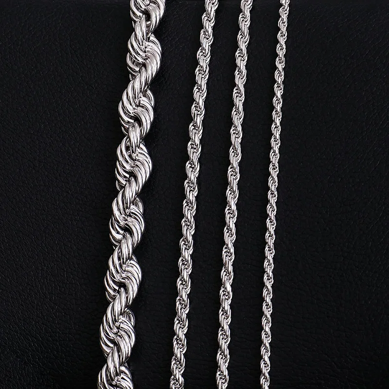 Provence S925 zilveren gedraaide ketting voor mannen 18/20/22/24 inch hiphop ketting voor vrouwen Miami Rock aangepaste choker ketting