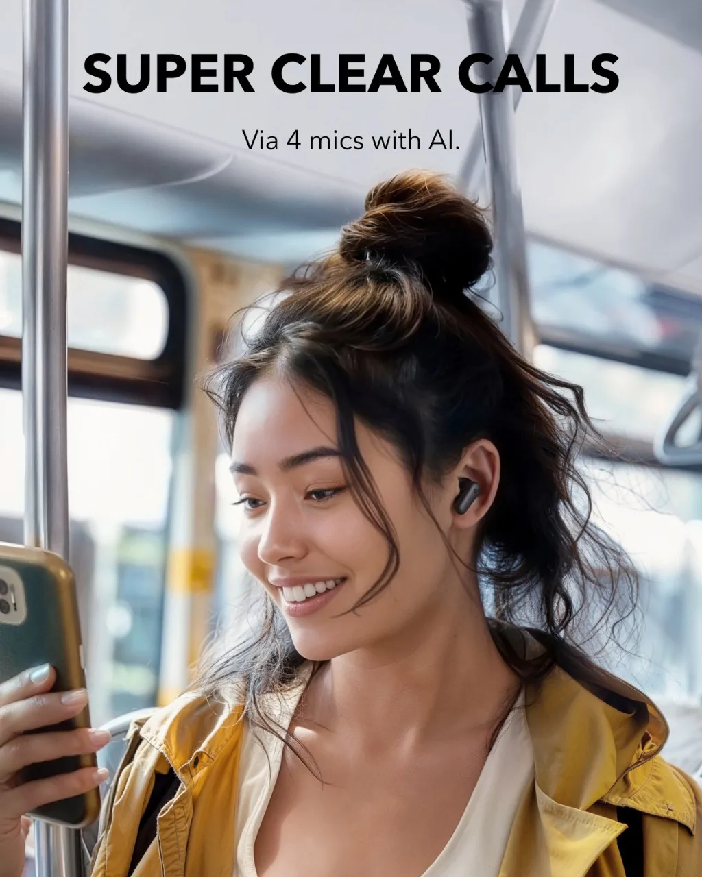 سماعات أذن Soundcore P30i NC من Anker بخاصية إلغاء الضوضاء، إلغاء الضوضاء الذكي، جهير قوي، وقت تشغيل 45 ساعة