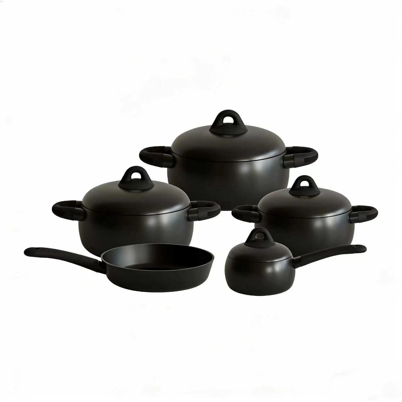 Essential 9 Pcs Forged Aluminum Kitchenware Set 16-28cm Fast Heating Induction Ready White Pot Set Zhejiang Jinhua Factory Sale
