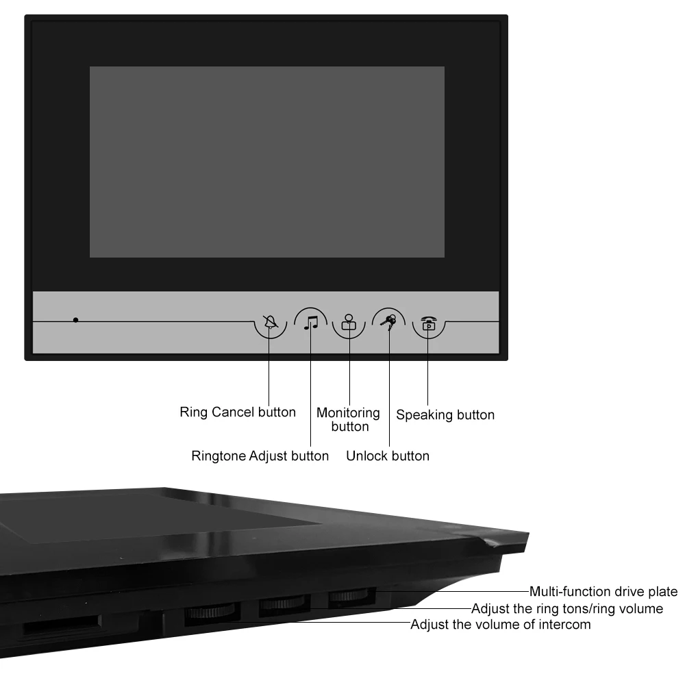 Monitor TFT de 7 pulgadas para seguridad del hogar, intercomunicador con timbre Visual, cámara IR a prueba de lluvia, 100 metros