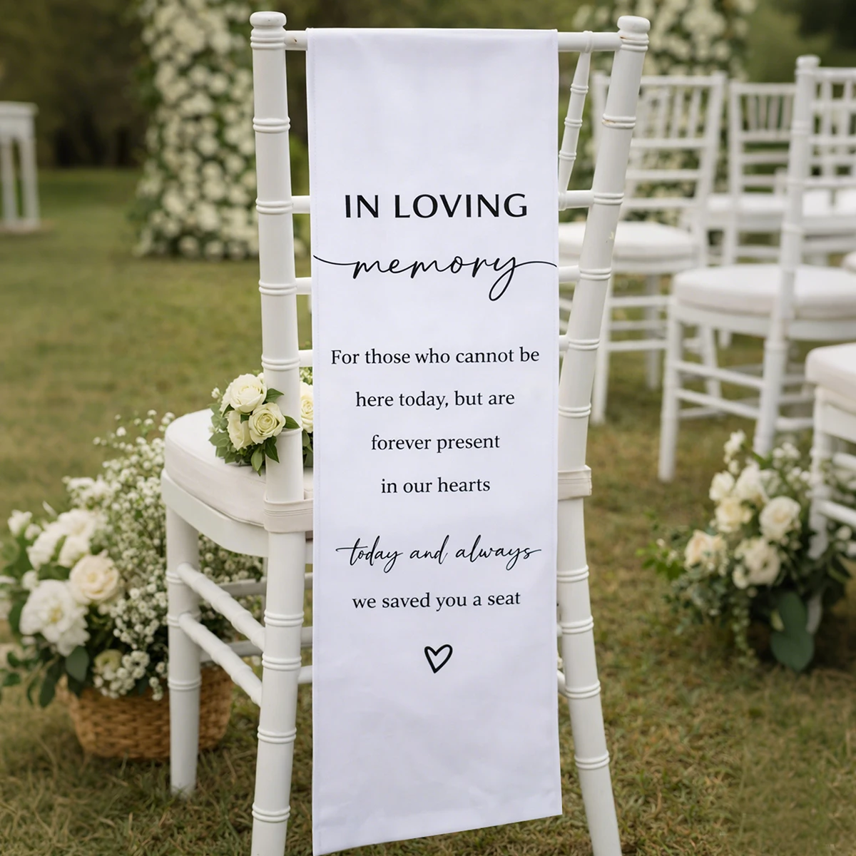 Memorial Wedding Chair Banner Wedding Party Decor Ceremony Supplies Reserved Seat Signs Banner for Someone in Loving Memory