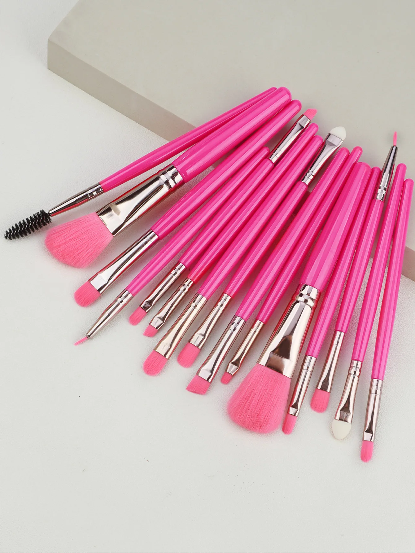 15-delige make-upborstelset, volledige set hoogwaardige oogschaduwborstels, zacht haar, hoogglans, concealer, schoonheidsborstel