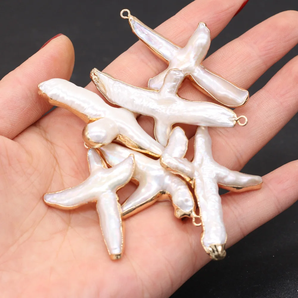 1PC Natural Freshwater Pearl Pendant Cross Shape Semi-finished Charms for Jewellery Making DIY Necklace and Earring Accessories