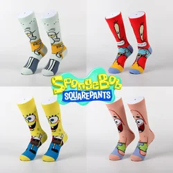 Calcetines de Bob Esponja para hombre y mujer, medias de algodón transpirables con dibujos animados, estilo Anime, ideal para estudiantes y parejas