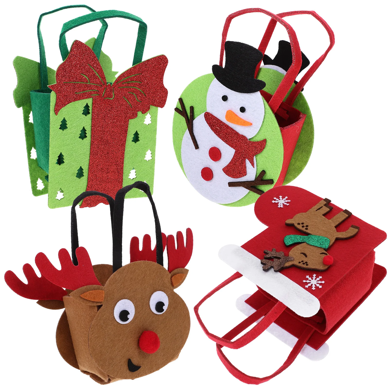 

4 Pcs Gift Bags Gift Bags Felt Tote Large Presents Candy KidsSnowman Party Xmas Felt Tote Bag Wrapping Storage