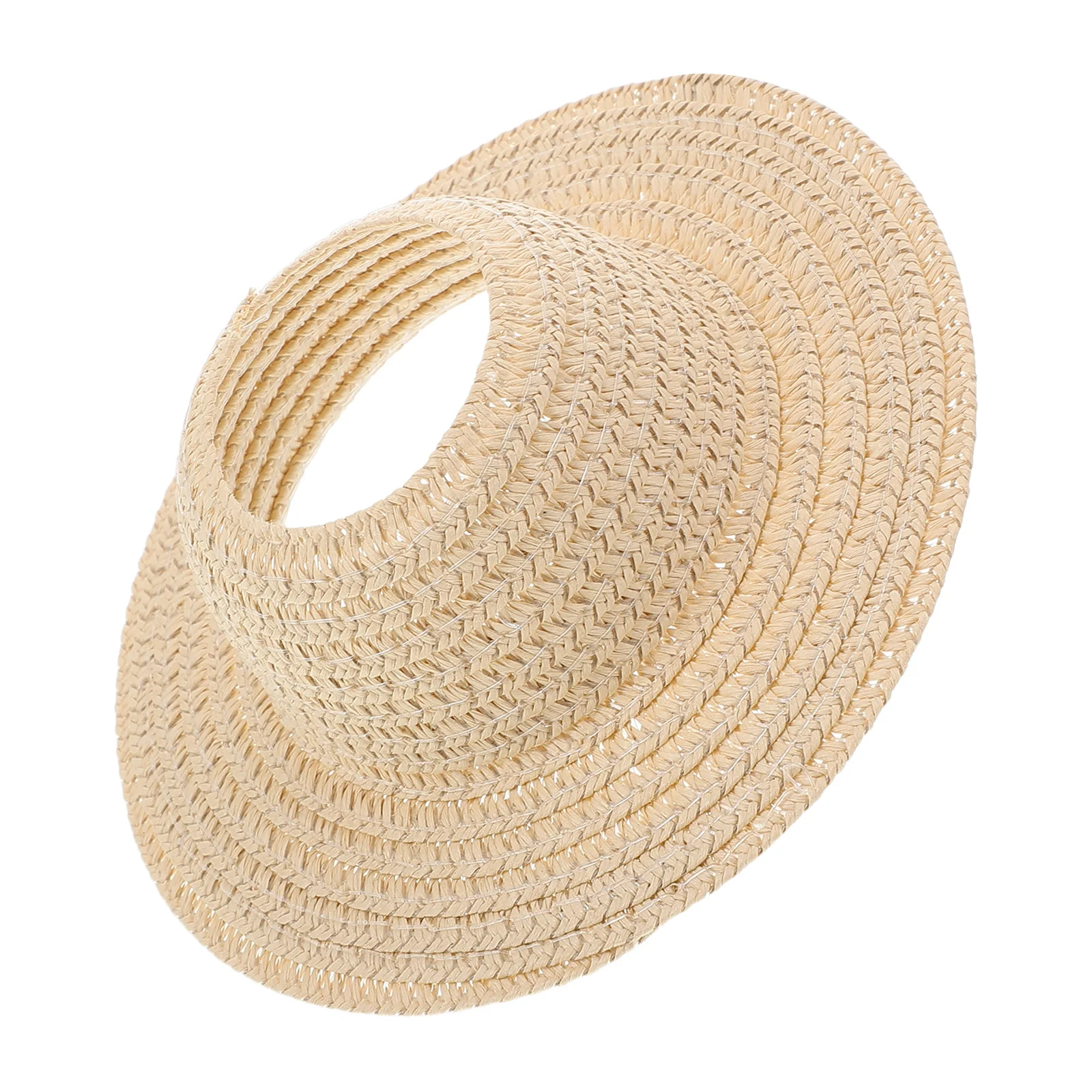 Small Handmade Straw Hat 17Cm Wide Brim Open-Top Mini Craft Hat for Dollhouse DIY Costume Summer Outdoor Decoration