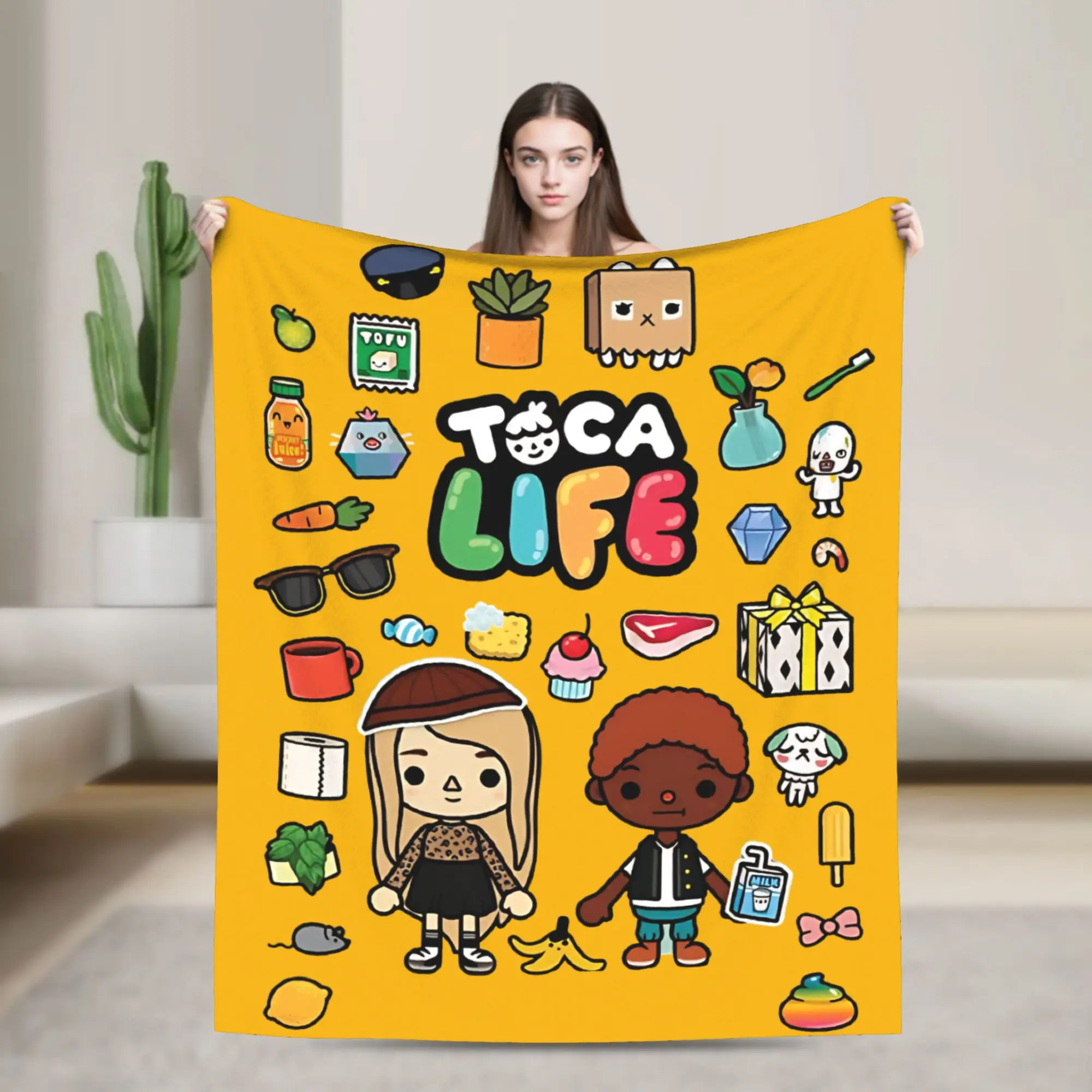 

Фланелевое одеяло TOCA BOCA Games, винтажные пледы для дивана, постельное белье для гостиной, покрывало 150*125 см,