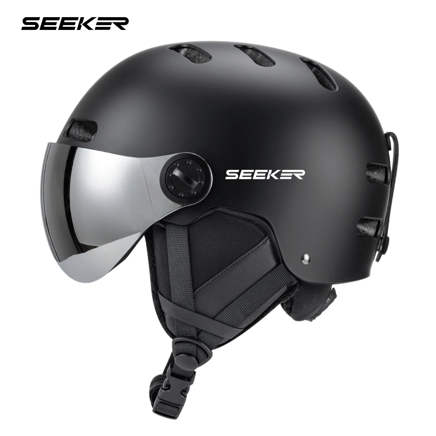 seeker-冬用大人用スキーヘルメット-メンズ＆レディース-シングルボード＆ダブルボード-耐衝撃性-保温性-スキー安全ヘルメット-レンズ付き