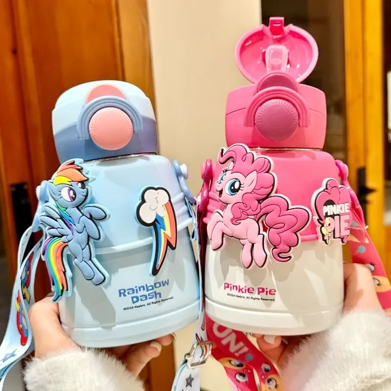 My Little Pony Children's Double Drink Thermos Cup with Straw for Boys and Girls Cartoon Kawaii Stainless Steel 316 Cup Kettle