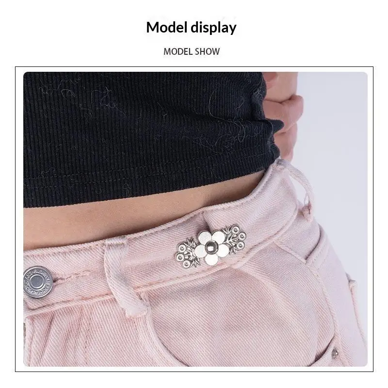 Cute Alloy Waist Tightener Buttons No Sew Adjustable Size Fit Loose Jeans Skirt Dress Daily Wear Clothing Decor