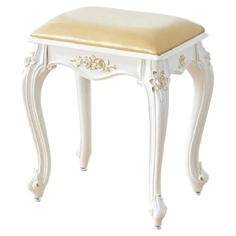 Vanity Stool Vanity Chair,Round Rectangular Stool,Cute Ottomans Bench Seat Bathroom Vanity Stool,Victorian Style,Sitting Height