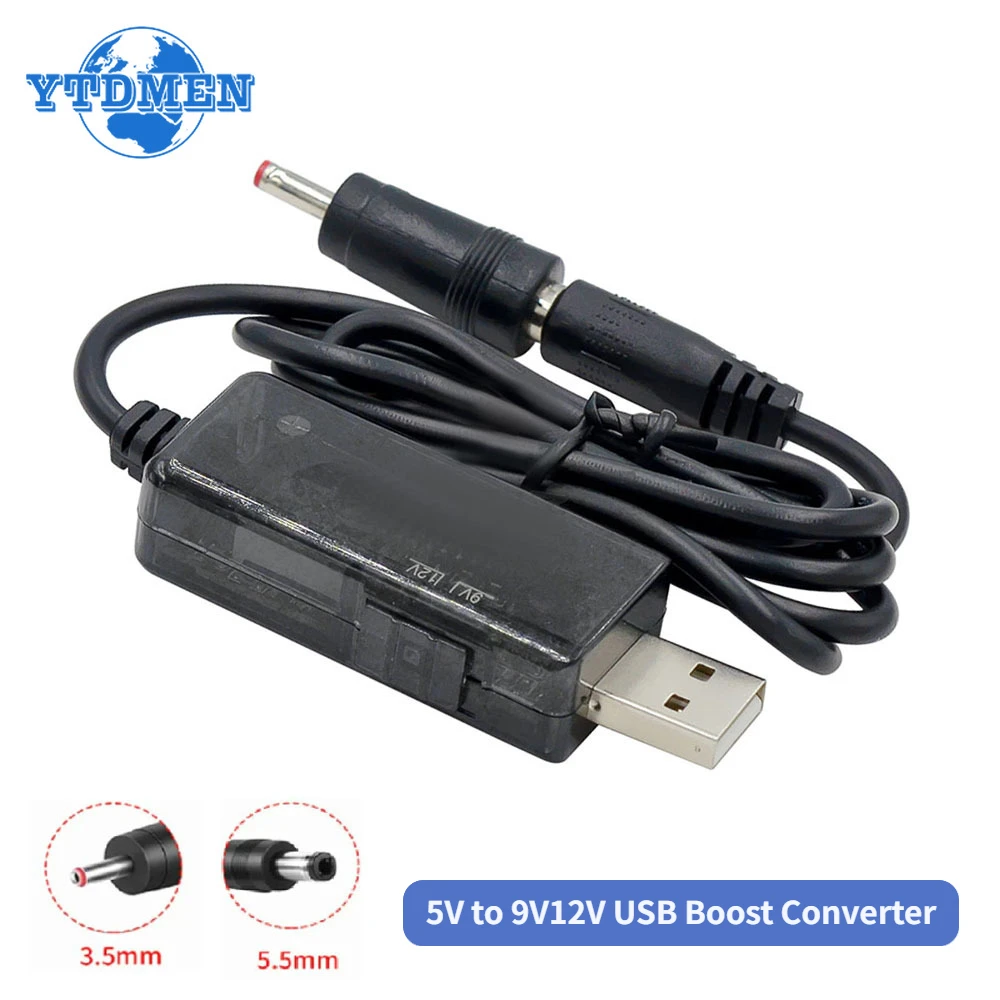 USB Boost Converter DC 5V To 9/12V USB Step-up Converter Cable and 3.5x1.35mm Connecter for Power Supply/Charger/Power Converter
