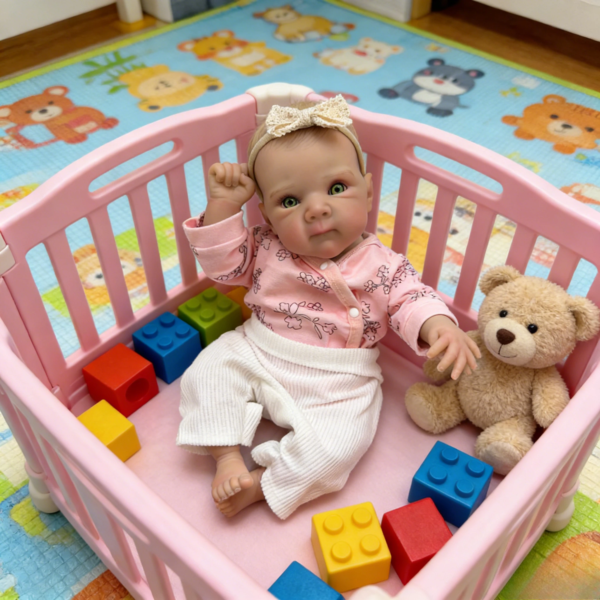 45cm Reborn Girl Doll Bettie: Soft Cotton Body with Green Eyes, Perfect Kids Toy Gift