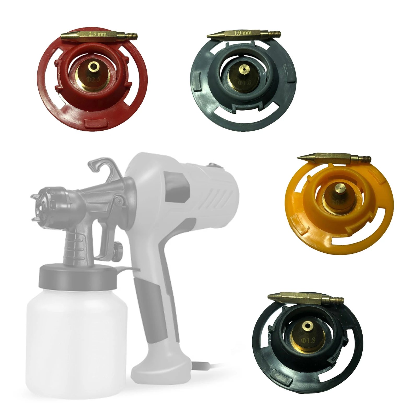 4/5Pcs 0.5/1.0/1.8/2.5mm Electric Spray Gun Copper Nozzle Paint Sprayer Nozzles Electric Spray Paint Nozzles For Spray Gun