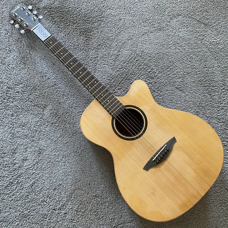 Guitarra acústica H899 Veelah Dreadnought, tapa sólida hecha por fábrica Yufeng (Taiwan) 40' con pequeños daños, funciona bien, precio de venta