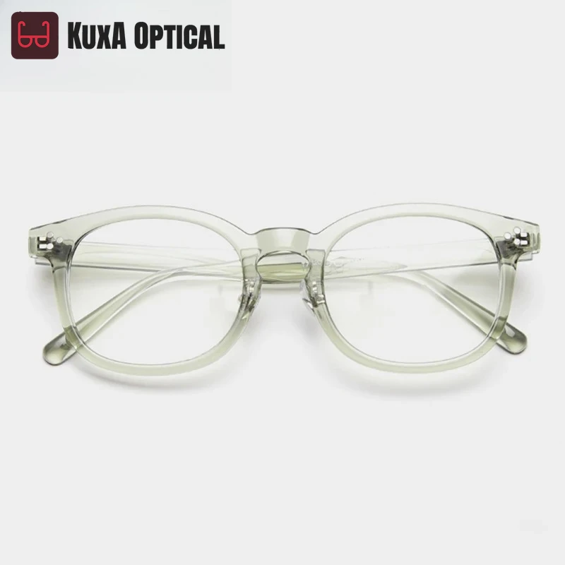 

KUXA винтажная оправа для очков TR90, круглые оптические очки для близорукости и дальнозоркости, рецепт по рецепту, Oculos, антибликовый светло-зеленый