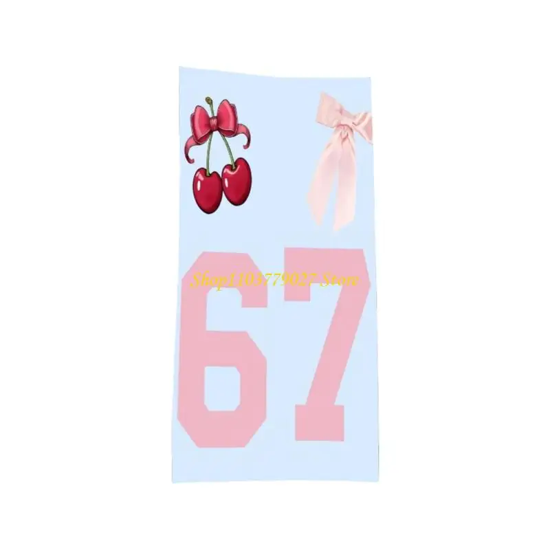 C4DF Beach Towel with High Absorbency Microfiber and Cartoon Design Colorful 67 Number Print Blanket for Personalize Use