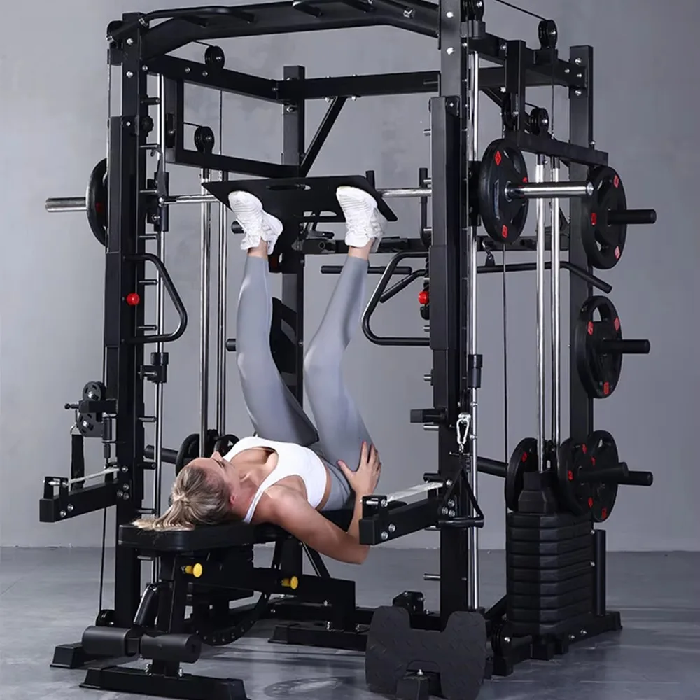 High Quality Bodybuilding Cable Cross Multifunctional Power Cage Squat Rack Chest Workout Training Smith Machine