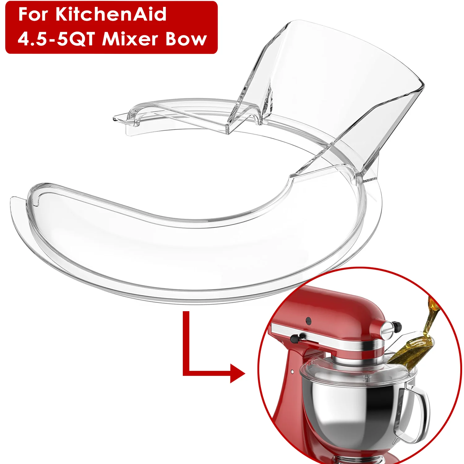 Protector Antisalpicaduras para Tazón de Batidora KitchenAid de 4.5-5QT (Acero Inoxidable, Vidrio, Cerámica) - Protector Antisalpicaduras de Ajuste Seguro para KitchenAid