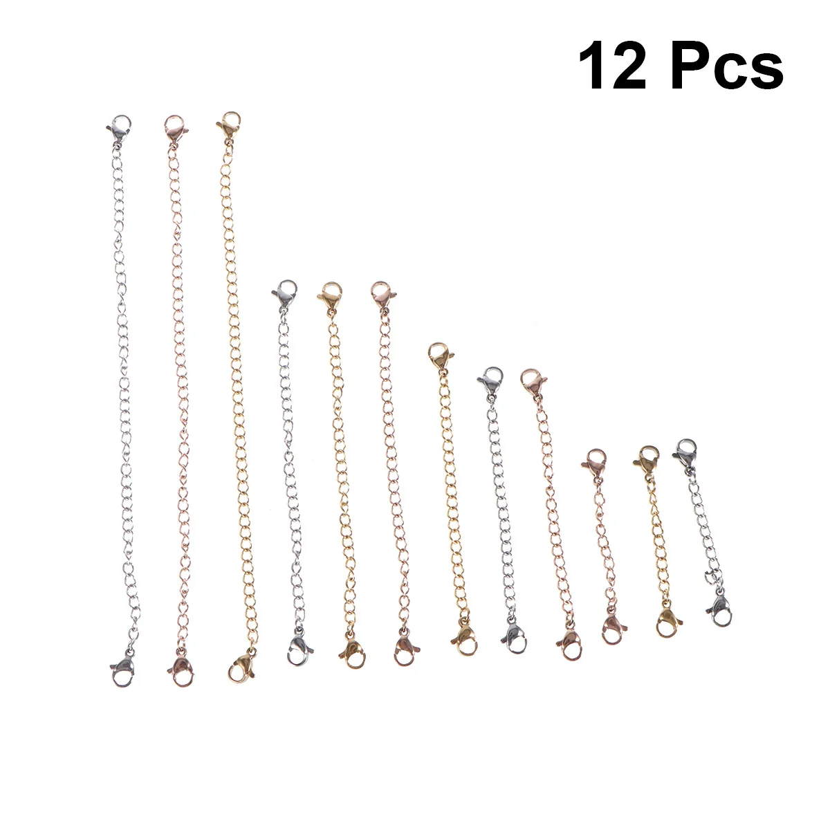 12 PCS Double Head Lobster Buckle Set Man Jewelry Extension Claw Necklace Extender