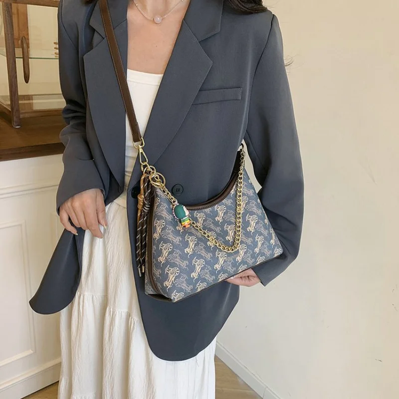 클래식 럭셔리 여성용 핸드백 - 턴락 잠금장치가 있는 정품 가죽 크로스바디 숄더백