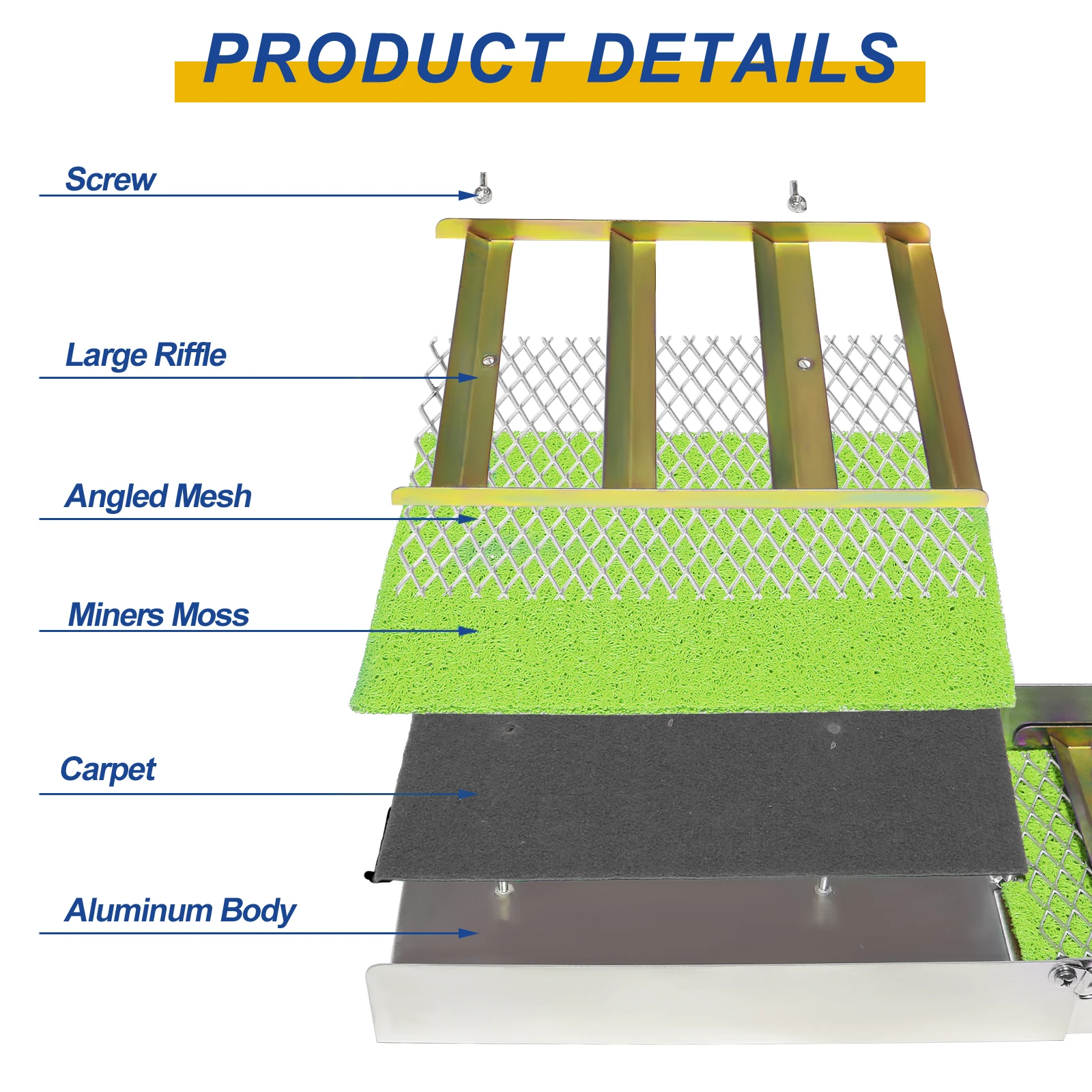 Gold mining machinery Aluminum unpowered groove Gold chute metal detection screening gold tools