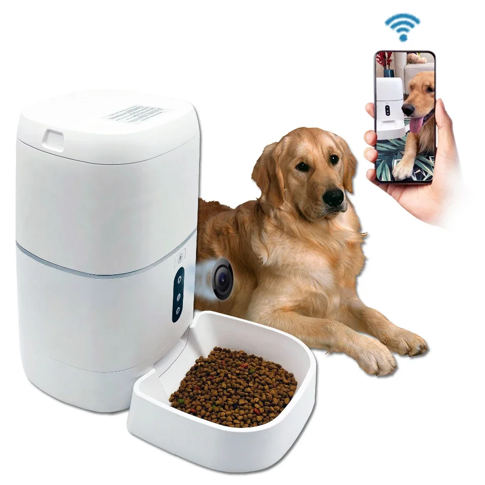 

2023 smart pet products Mascotas app remote control microchip cat food dispenser wifi camera dog automatic pet feeder