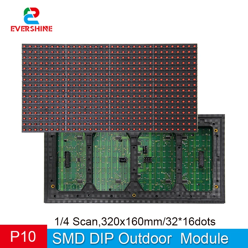 

Светодиодный DIP-модуль P10 красный 320x160 мм для наружных транспортных дисплеев, высокояркий программируемый бегущий рекламный щит, монохромный DIP